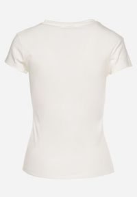 Born2be - Biały Bawełniany T-shirt Koszulka z Krótkim Rękawem z Napami przy Dekolcie Fiasta. Okazja: do pracy, na spotkanie biznesowe, na co dzień. Typ kołnierza: dekolt w kształcie V. Kolor: biały. Materiał: bawełna. Długość rękawa: krótki rękaw. Długość: krótkie. Styl: casual, elegancki, biznesowy #7