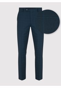 Pako Lorente - PAKO LORENTE – Granatowe spodnie w delikatną niebieską kratkę P23SF-6G-003-G-S. Kolor: niebieski. Materiał: poliester, wiskoza, elastan. Wzór: kratka #1