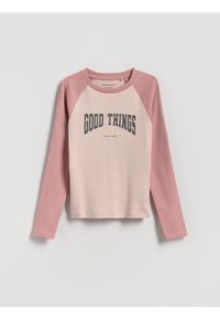 Reserved - Koszulka z nadrukiem - różowy. Kolor: różowy. Materiał: bawełna. Wzór: nadruk