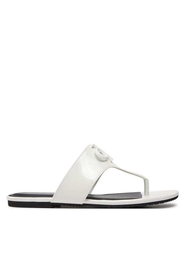 Calvin Klein Jeans Japonki Flat Sandal Slide Toepost Mg Met YW0YW01342 Biały. Kolor: biały