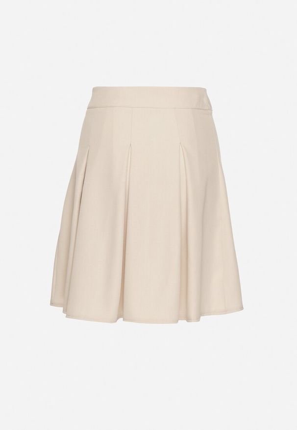 Born2be - Beżowa Rozkloszowana Spódnica z Wysokim Stanem i Plisami Redava. Okazja: na co dzień. Stan: podwyższony. Kolor: beżowy. Styl: casual