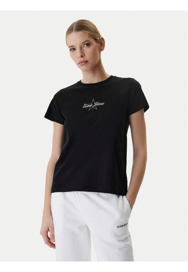 Guess Jeans T-Shirt W6RI18 J1314 Czarny Regular Fit. Kolor: czarny. Materiał: bawełna
