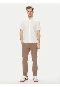 Michael Kors Koszula CS1400I4YT Biały Slim Fit. Kolor: biały. Materiał: len #4