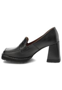 Czarne Półbuty Armodo Stylowe Obuwie Damskie. Okazja: na co dzień. Zapięcie: pasek. Kolor: czarny. Materiał: skóra, materiał. Obcas: na obcasie. Styl: elegancki. Wysokość obcasa: średni #5