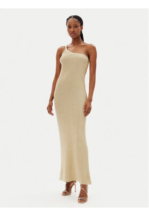 Kontatto Sukienka dzianinowa 3M0563C Beżowy Regular Fit. Kolor: beżowy. Materiał: wiskoza