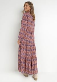 Born2be - Ciemnoróżowa Sukienka Hypsamna. Kolor: różowy. Materiał: bawełna, skóra. Długość rękawa: długi rękaw. Wzór: nadruk, aplikacja. Typ sukienki: koszulowe, szmizjerki. Długość: maxi #2