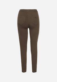 Born2be - Ciemnozielone Spodnie Skinny Biscova. Kolor: beżowy. Styl: elegancki
