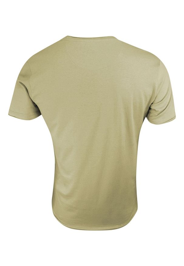 Brave Soul - T-Shirt (Koszulka) Beżowy Bez Nadruku, Okrągły Dekolt, Postrzępione Brzegi -BRAVE SOUL- Męski. Okazja: na co dzień. Kolor: beżowy, brązowy, wielokolorowy. Materiał: bawełna. Styl: casual