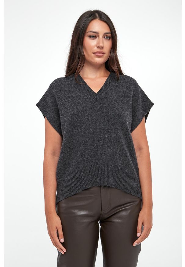 Marella - Kamizelka damska z wełny dziewiczej Cardiff MARELLA MONOCHROME. Materiał: wełna