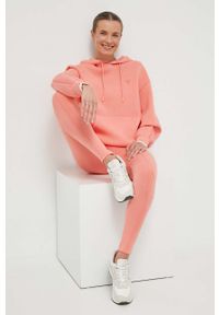 Guess bluza damska kolor pomarańczowy z kapturem z nadrukiem. Typ kołnierza: kaptur. Kolor: pomarańczowy. Materiał: materiał, dzianina, wiskoza. Wzór: nadruk #3
