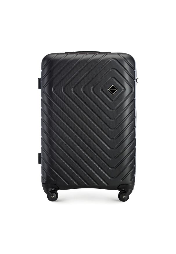 Wittchen - Średnia walizka z ABS-u z geometrycznym tłoczeniem czarna. Kolor: czarny. Materiał: poliester. Wzór: geometria