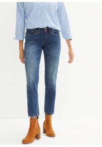 bonprix - Dżinsy o kroju mom, mid waist. Kolor: niebieski. Styl: klasyczny #1
