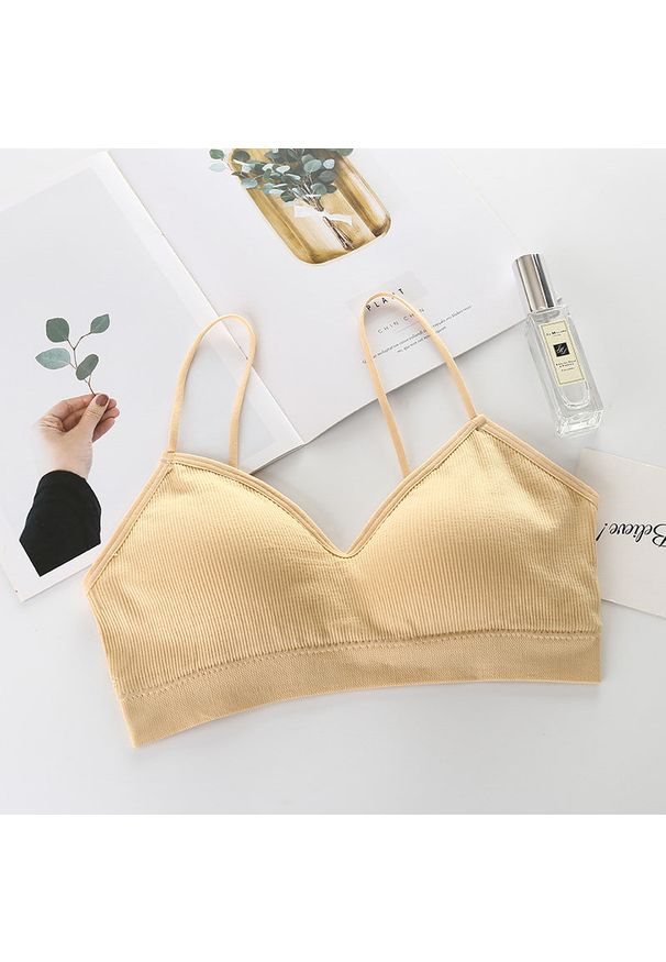 Intica - Braletka usztywniana bez fiszbin do codziennych stylizacji Gertha. Kolor: beżowy. Materiał: materiał