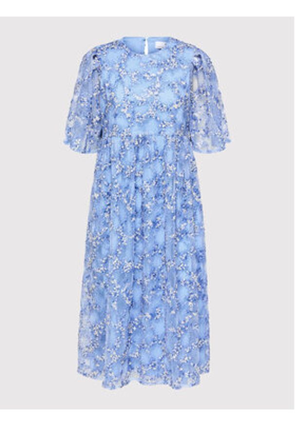 Selected Femme Sukienka koktajlowa Justine 16085467 Niebieski Loose Fit. Kolor: niebieski. Materiał: syntetyk. Styl: wizytowy