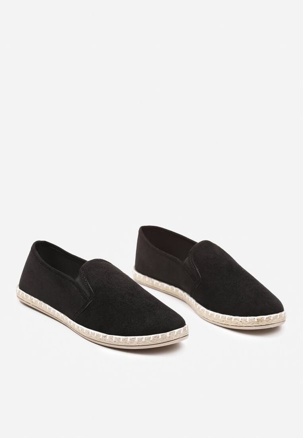 Renee - Czarne Wsuwane Tenisówki Espadryle z Plecioną Podeszwą Elladia. Zapięcie: bez zapięcia. Kolor: czarny. Sezon: lato
