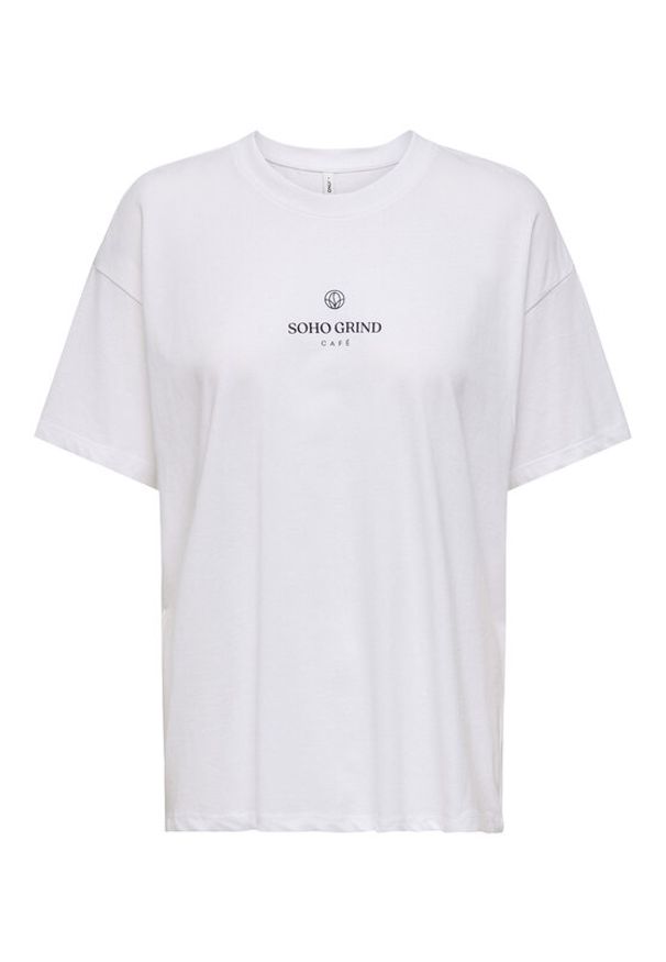 only - ONLY T-Shirt Vivvi 15346761 Biały Regular Fit. Kolor: biały. Materiał: bawełna