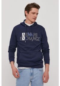 Armani Exchange - Bluza bawełniana. Okazja: na co dzień. Kolor: niebieski. Materiał: bawełna. Styl: casual #1