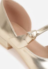 Born2be - Złote Płaskie Czółenka Vices ze Skórzaną Wkładką Ozdobione Supełkiem Liliarie. Okazja: na co dzień. Kolor: złoty. Materiał: skóra. Wzór: aplikacja. Styl: casual, klasyczny, elegancki #9