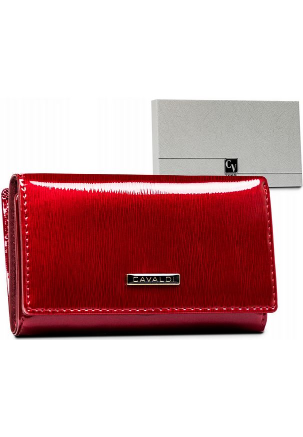 4U CAVALDI - Portfel lakierowany Cavaldi H29-1-SH9 czerwony. Kolor: czerwony. Materiał: lakier
