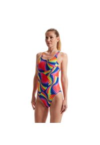 Strój pływacki damski Speedo Allover Digital Leaderback. Kolor: czerwony, wielokolorowy, niebieski