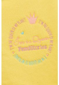 Femi Stories bluza dziecięca kolor żółty z kapturem z nadrukiem. Okazja: na co dzień. Typ kołnierza: kaptur. Kolor: żółty. Wzór: nadruk. Styl: casual #5