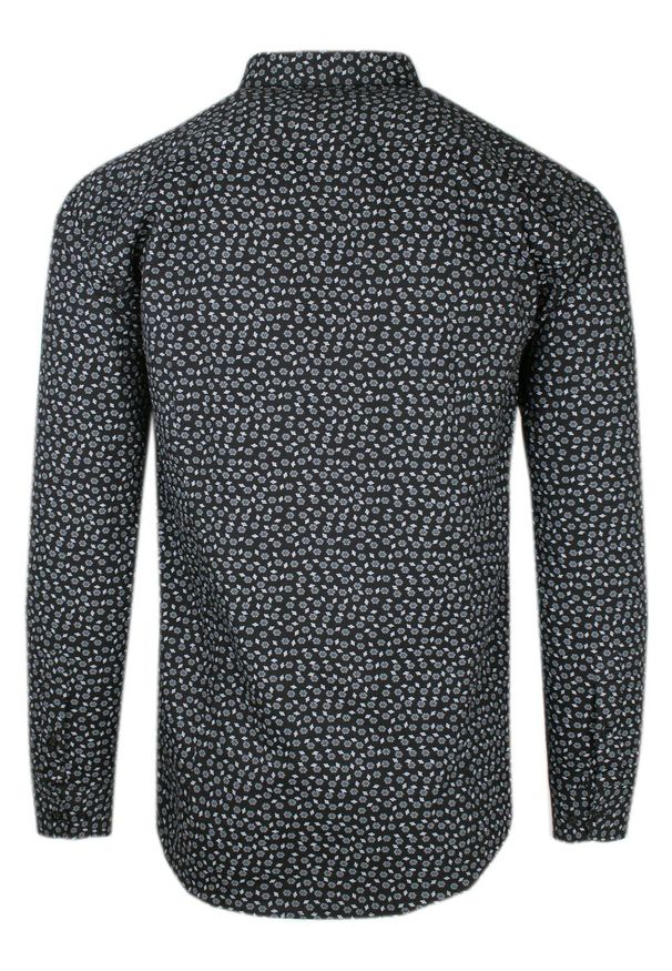 Elegancka Koszula o Taliowanym Kroju - Victorio - Drobny Wzór, Czarna. Kolor: czarny. Materiał: elastan, bawełna. Styl: elegancki