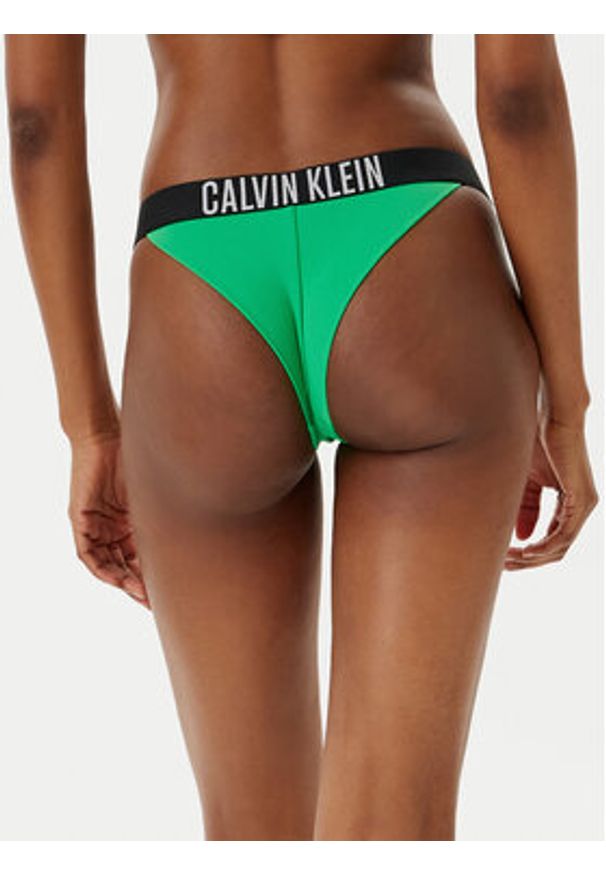 Calvin Klein Swimwear Dół od bikini KW0KW02857 Zielony. Kolor: zielony. Materiał: syntetyk