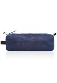 Kosmetyczka skórzana PAOLO PERUZZI T-52-DB granatowa. Kolor: niebieski. Materiał: skóra #1