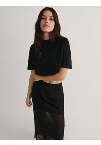 Reserved - Transparentna spódnica maxi - czarny. Kolor: czarny. Materiał: materiał