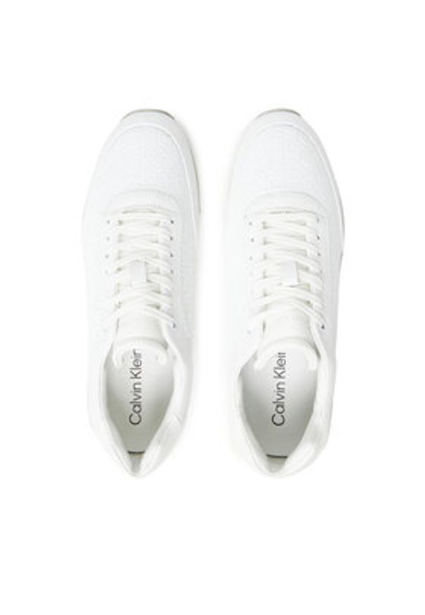 Calvin Klein Sneakersy Runner Lace Up Mono Pu HW0HW02574 Biały. Kolor: biały. Materiał: skóra