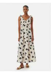 Vero Moda Sukienka letnia Dicthe 10341603 Beżowy Regular Fit. Kolor: beżowy. Materiał: bawełna. Sezon: lato #1