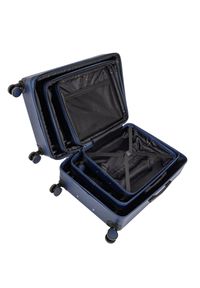 Ochnik - Komplet walizek na kółkach 19''/24''/28''. Kolor: niebieski. Materiał: materiał, poliester, guma #4
