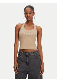 Juicy Couture Top Tied JCWCT125306 Beżowy Slim Fit. Kolor: beżowy. Materiał: bawełna