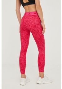 adidas Performance legginsy treningowe damskie kolor różowy wzorzyste. Kolor: różowy. Materiał: skóra, materiał. Sport: fitness #4
