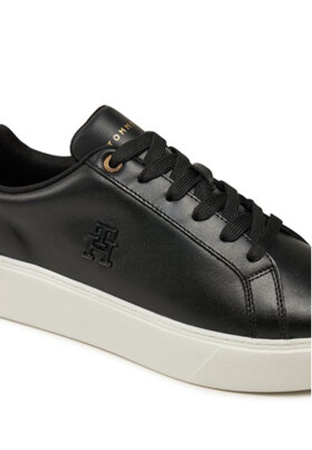 TOMMY HILFIGER - Tommy Hilfiger Sneakersy Th Platform Court Sneaker FW0FW08614 Czarny. Kolor: czarny. Materiał: skóra. Obcas: na platformie