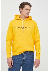 TOMMY HILFIGER - Tommy Hilfiger bluza męska kolor żółty z kapturem z aplikacją. Typ kołnierza: kaptur. Kolor: pomarańczowy. Materiał: bawełna. Wzór: aplikacja