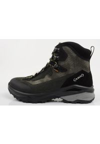 Buty sportowe trekkingowe męskie Aku Adapta Gore-tex wytrzymałe. Kolor: czarny, zielony, wielokolorowy. Materiał: skóra, materiał. Szerokość cholewki: normalna. Technologia: Gore-Tex