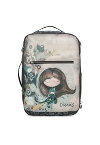 Beżowy Damski Plecak Podróżny Anekke Z Laleczką. Kolor: beżowy. Wzór: nadruk, haft. Styl: casual #3