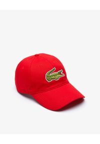 Lacoste - LACOSTE - Czerwona czapka z dużym logo. Kolor: czerwony. Materiał: bawełna. Wzór: haft, aplikacja. Styl: casual #3