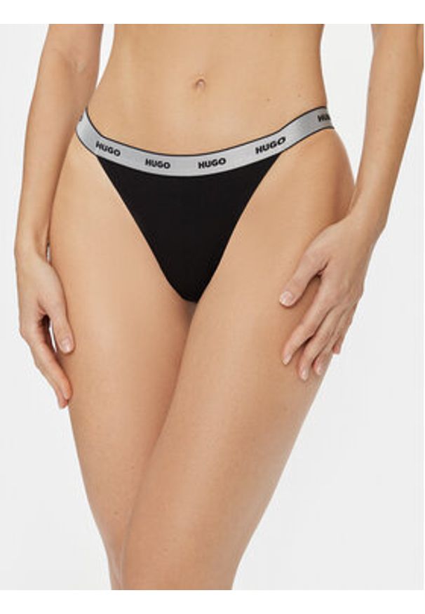 Hugo - HUGO Komplet stringów 50502802 Czarny. Kolor: czarny. Materiał: bawełna