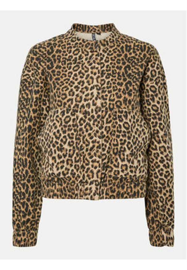 Pieces Kurtka bomber Salume 17156456 Brązowy Regular Fit. Kolor: brązowy. Materiał: syntetyk, bawełna