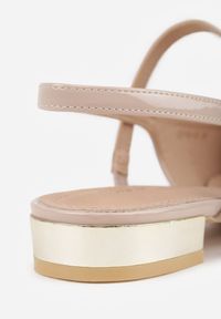 Renee - Beżowe Sandały Vices Typu Slingback ze Skórzaną Wkładką i Metaliczną Ozdobą Milozi. Okazja: na co dzień. Zapięcie: sprzączka. Kolor: beżowy. Materiał: skóra. Wzór: aplikacja. Sezon: lato. Styl: casual, klasyczny, elegancki #7