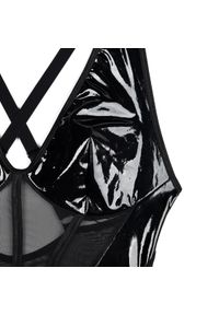 Intica - Body z transparentnymi pasami elegancki fason na wieczór Seiko. Kolor: czarny. Materiał: materiał, skóra #7