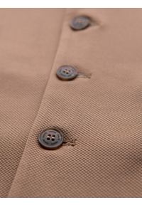 Ombre Clothing - Dopasowana elegancka kamizelka męska z elastanem i klapami – brązowa V1 - Rozmiar: L. Kolor: brązowy. Materiał: elastan. Wzór: gładki, jednolity. Styl: elegancki #4