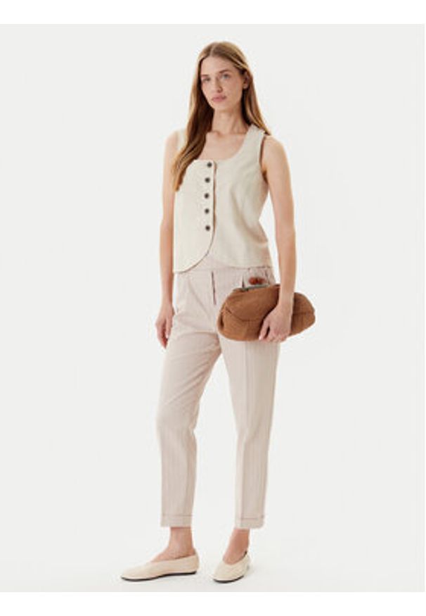 United Colors of Benetton - United Colors Of Benetton Chinosy 49KBDF090 Beżowy Slim Fit. Kolor: beżowy. Materiał: bawełna