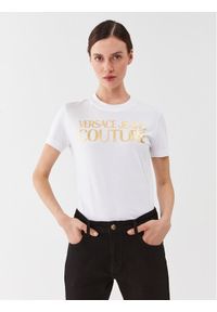 Versace Jeans Couture T-Shirt 75HAHT01 Biały Regular Fit. Kolor: biały. Materiał: bawełna