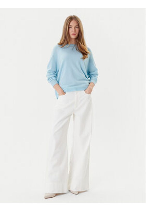 Marella Sweter Tesa 2523366171 Błękitny Relaxed Fit. Kolor: niebieski. Materiał: kaszmir