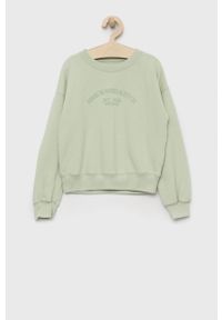 Abercrombie & Fitch bluza dziecięca kolor zielony gładka. Okazja: na co dzień. Kolor: zielony. Materiał: dzianina. Wzór: gładki. Styl: casual #1