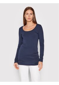 Vero Moda Bluzka Maxi 10152908 Granatowy Slim Fit. Kolor: niebieski. Materiał: bawełna