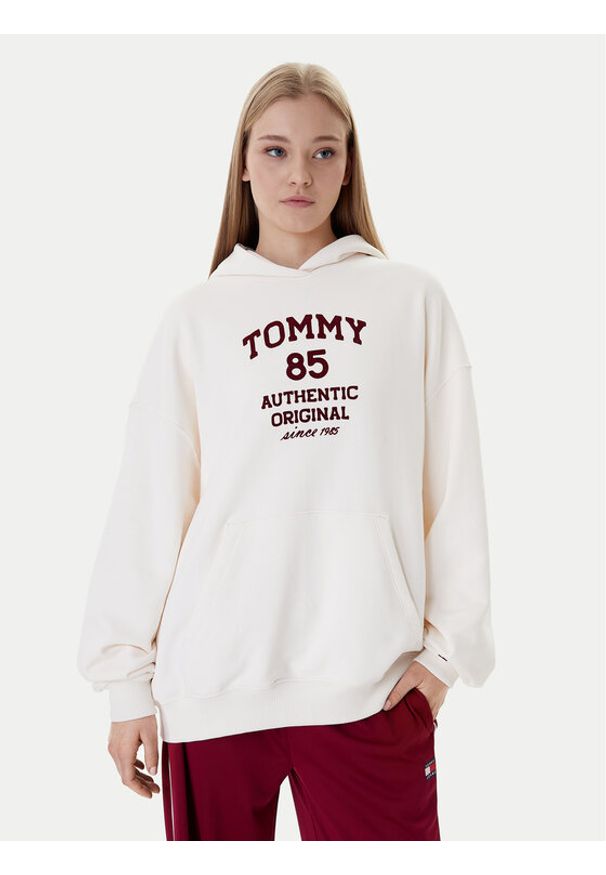Tommy Jeans Bluza DW0DW22603 Écru Relaxed Fit. Materiał: bawełna